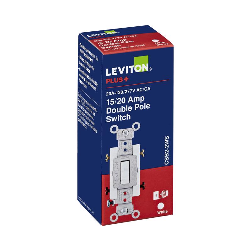 Leviton 20 amps Double Pole Toggle AC Quiet Switch White
