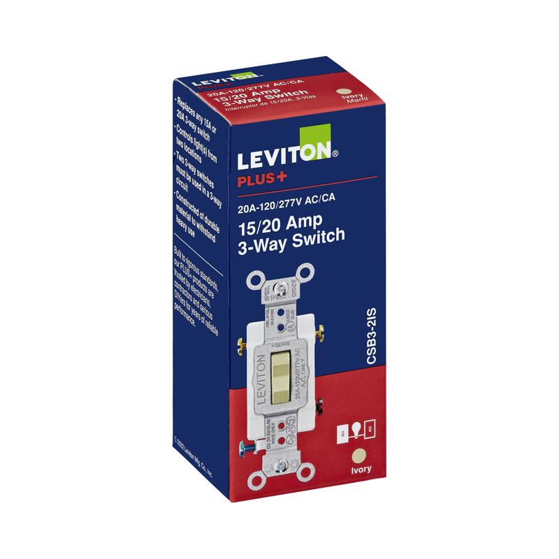 Leviton 20 amps 3-Way Toggle AC Quiet Switch Ivory