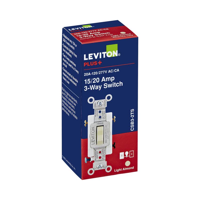 Leviton 20 amps 3-Way Toggle AC Quiet Switch Light Almond