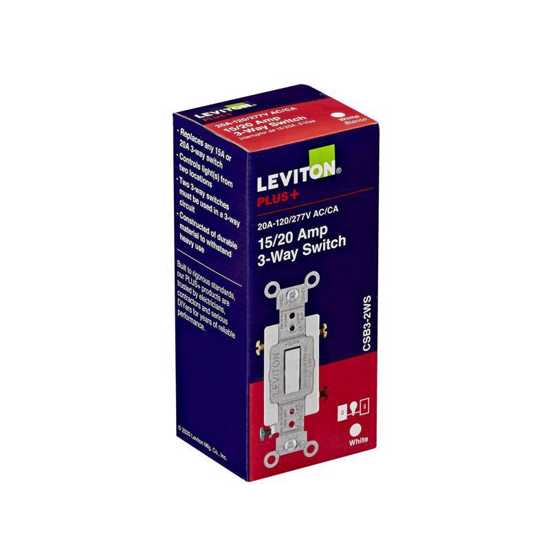 Leviton 20 amps 3-Way Toggle AC Quiet Switch White
