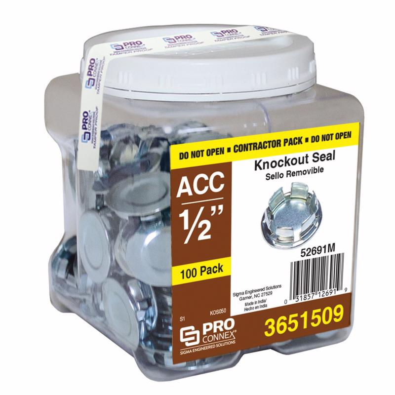 Sigma Electric ProConnex Round Zinc-Plated Steel 0.30 in. H X 0.91 in. W Knockout Seal