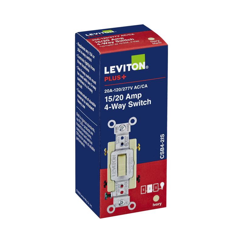 Leviton 20 amps 4-Way Toggle AC Quiet Switch Ivory