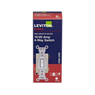 Leviton 20 amps 4-Way Toggle AC Quiet Switch White