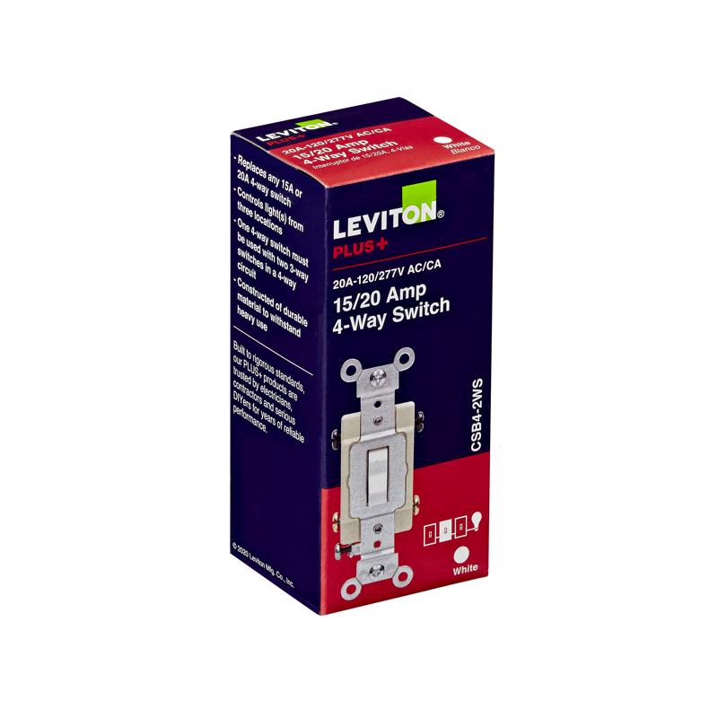 Leviton 20 amps 4-Way Toggle AC Quiet Switch White