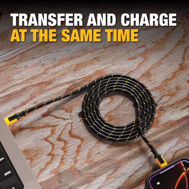 DeWalt Type C to Type C Cable 10 ft. Black/Yellow