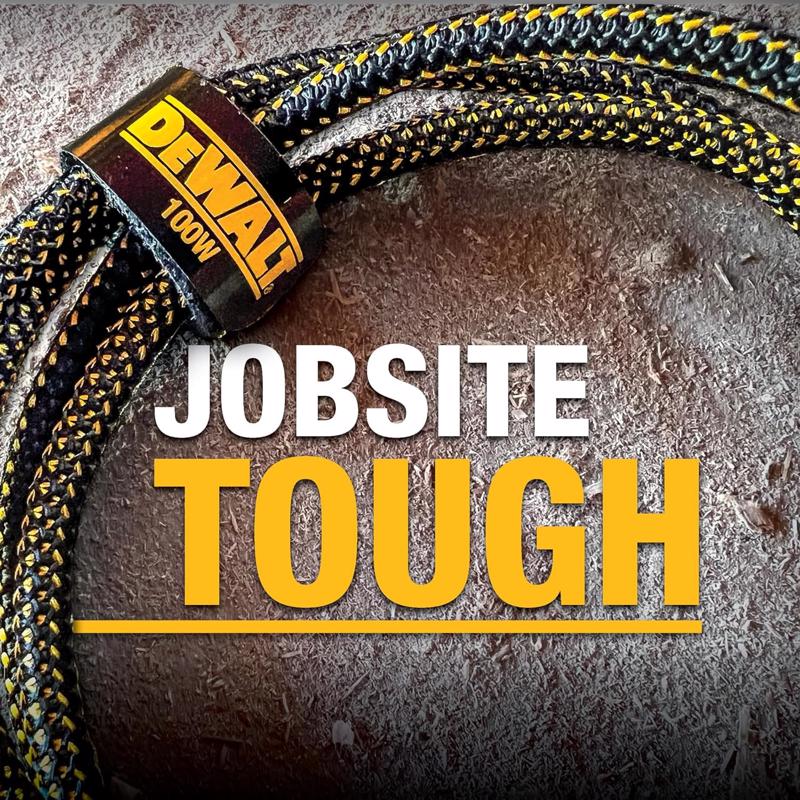 DeWalt Type C to Type C Cable 6 ft. Black/Yellow