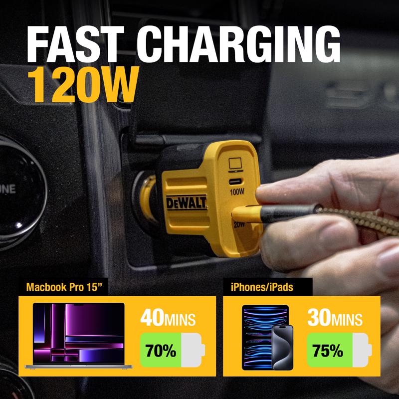 DeWalt 2 Port USB C Car Charger