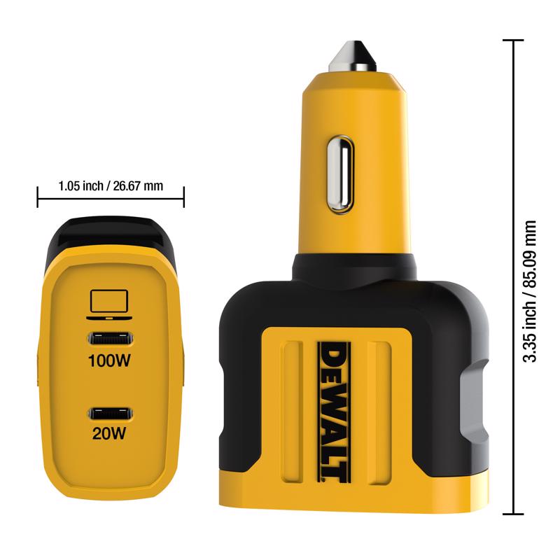 DeWalt 2 Port USB C Car Charger