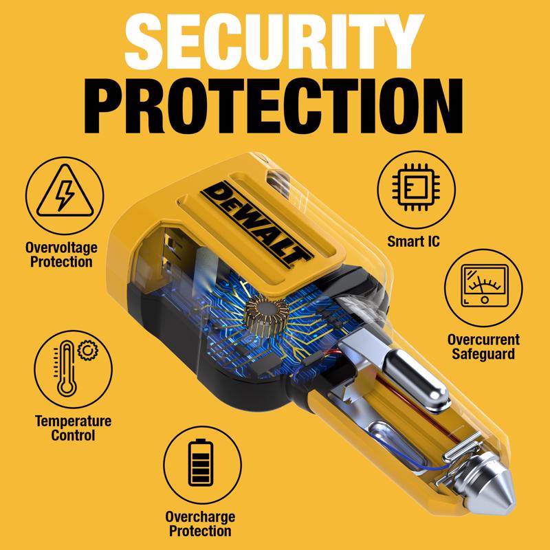 DeWalt 2 Port USB C Car Charger