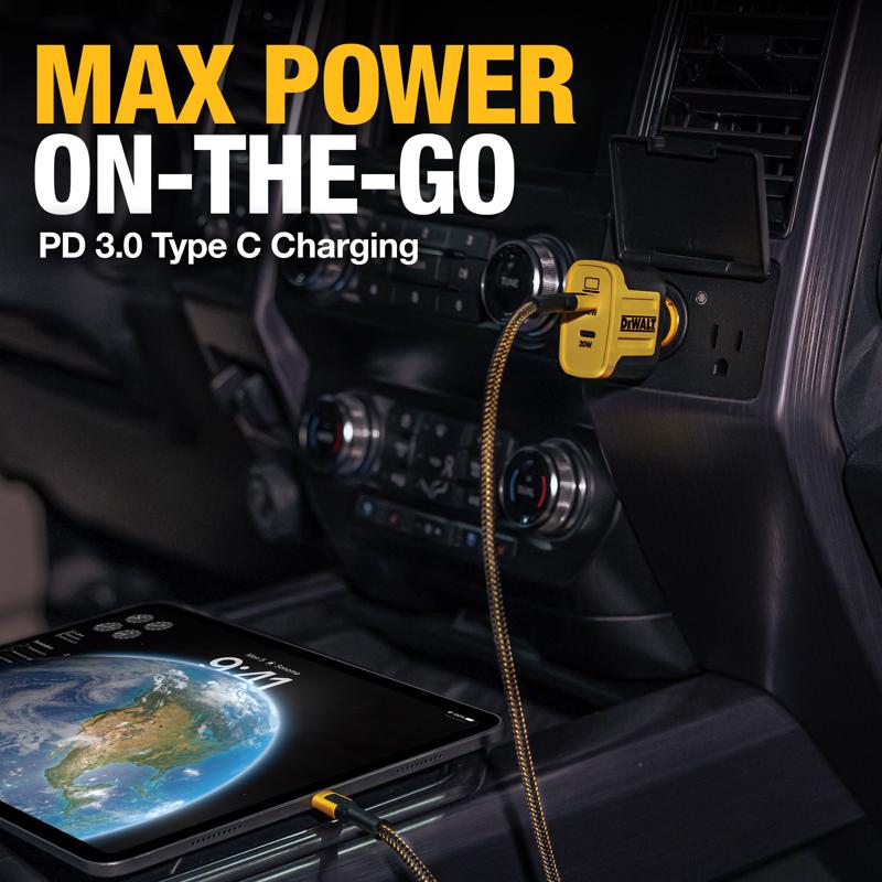 DeWalt 2 Port USB C Car Charger