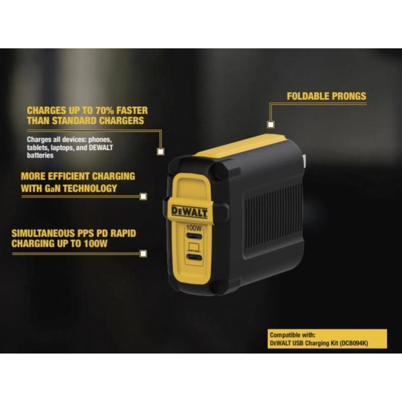 DeWalt 2 Port USB C Wall Charger