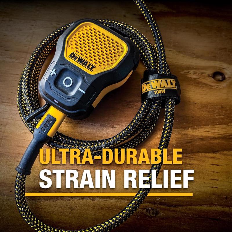 DeWalt Type C to Type C Cable 4 ft. Black/Yellow