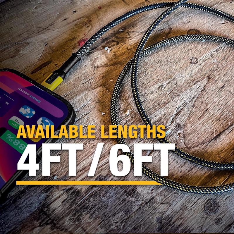 DeWalt Type C to Type C Cable 4 ft. Black/Yellow