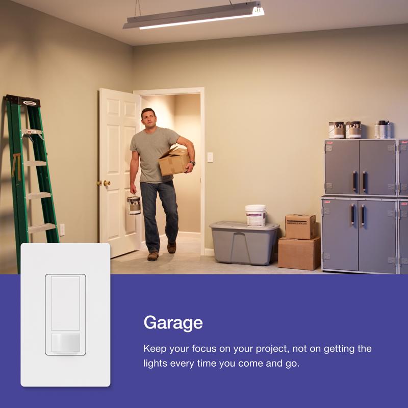 Lutron Maestro 2 amps Single Pole Motion Sensor Smart-Enabled Light Switch Almond, White