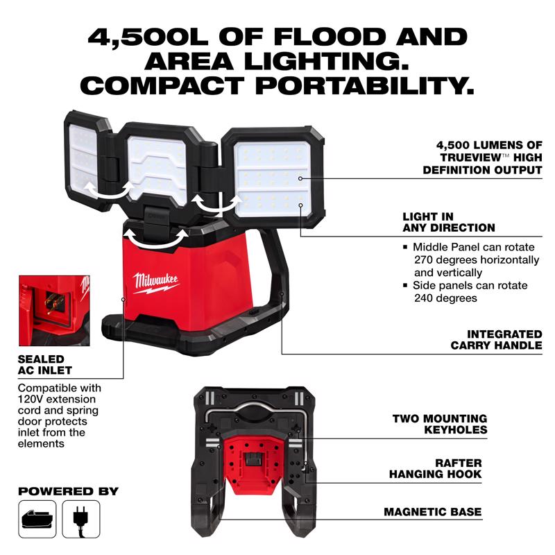 Milwaukee M18 4500 lm LED Battery Handheld Flood Light