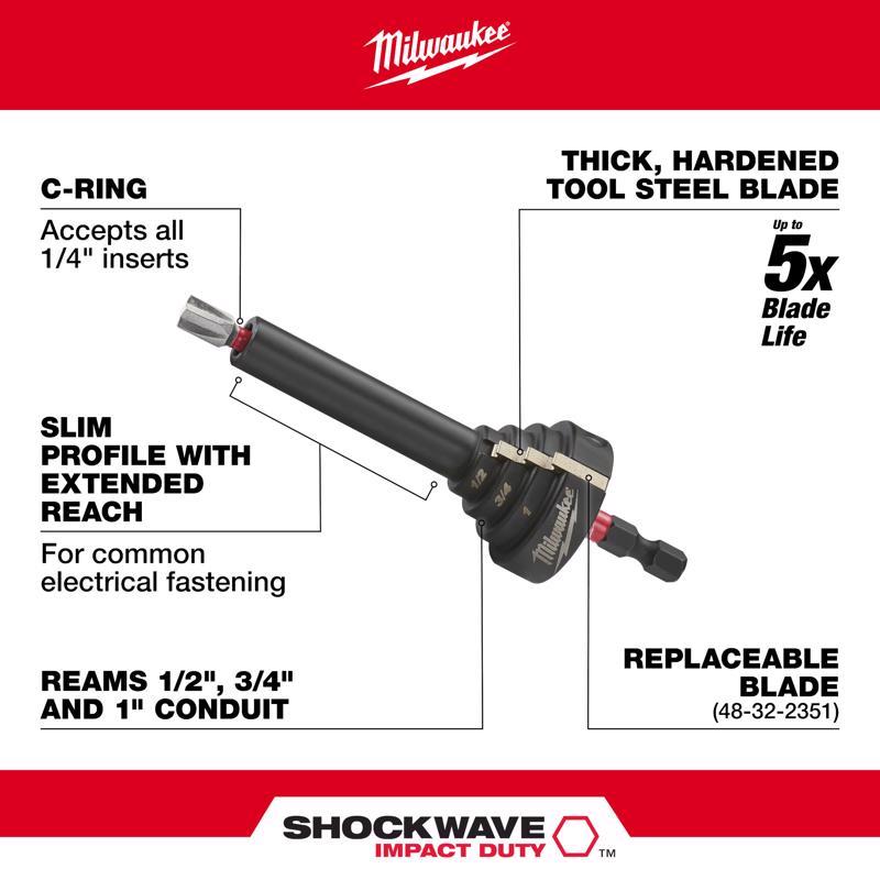 Milwaukee Shockwave EMT 3 in. L Conduit Reamer Steel