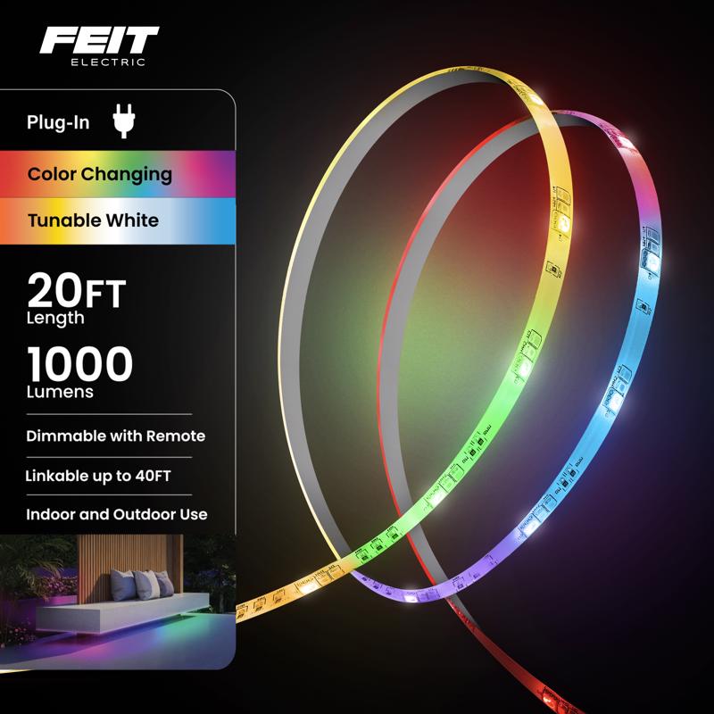 Feit 20 ft. L Color Changing Plug-In LED Tape Light