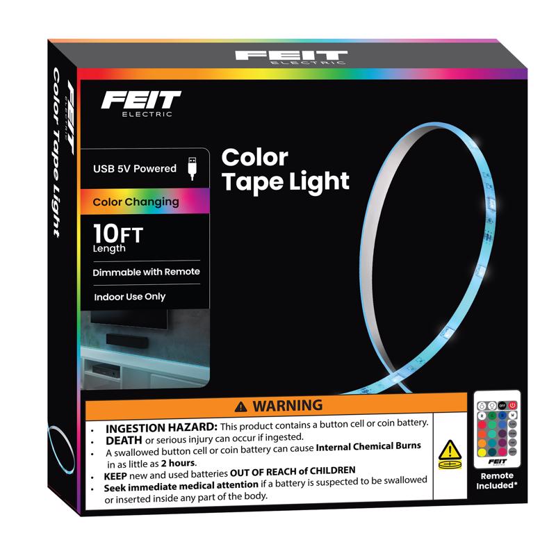 Feit 10 ft. L Multicolored Plug-In LED Tape Light