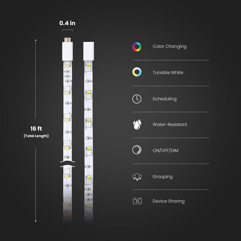 Feit 16 ft. L Color Changing Plug-In LED Tape Light