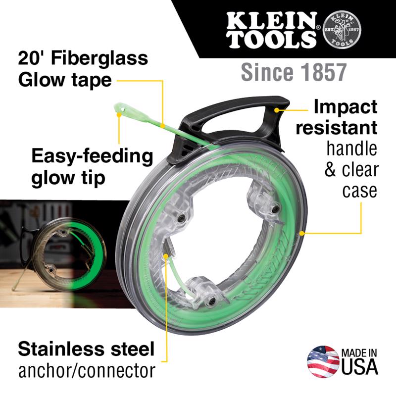 Klein Tools 0.15 in. W X 20 ft. L Fiberglass Fish Tape