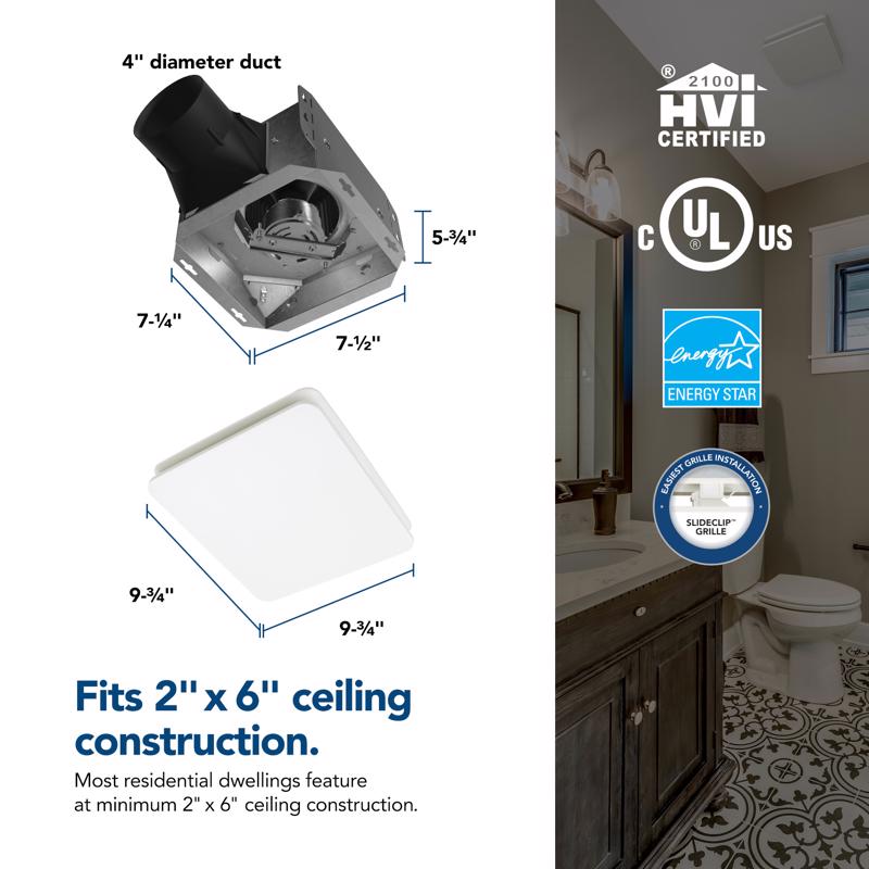 Broan-NuTone Roomside 80 CFM 1.5 Sones Bathroom Ventilation Fan