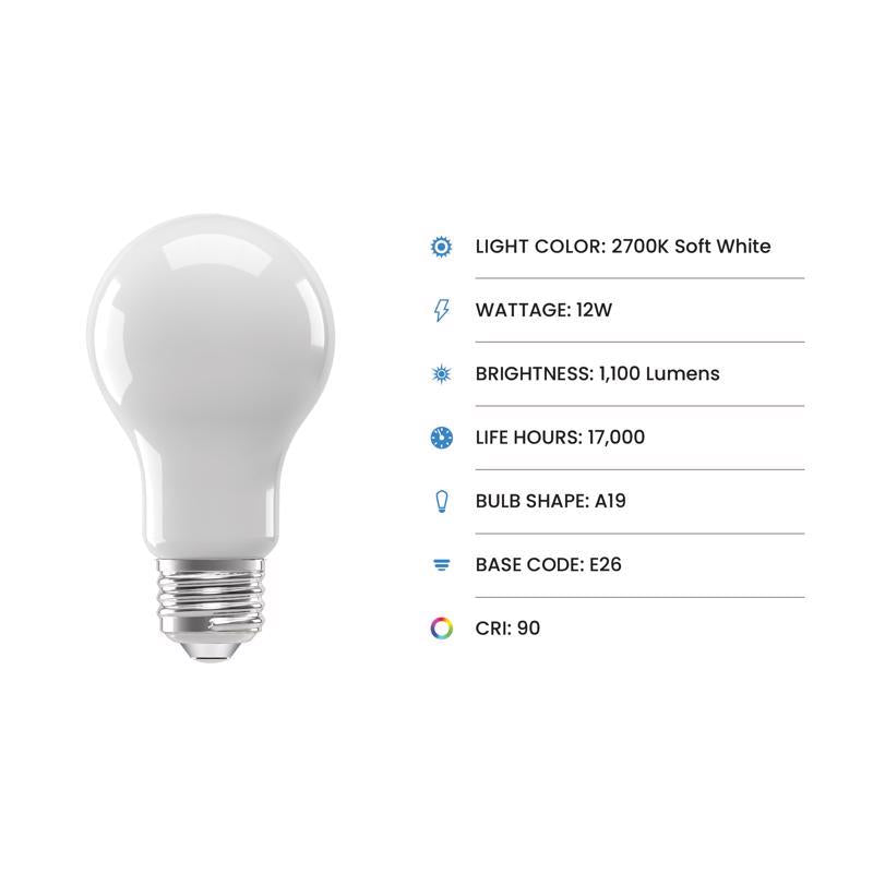 Feit A19 E26 (Medium) LED Bulb Soft White 75 Watt Equivalence 4 pk