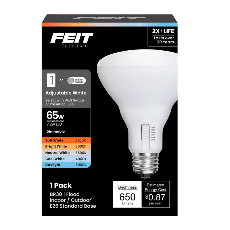 Feit BR30 E26 (Medium) LED Bulb Adjustable White 65 Watt Equivalence
