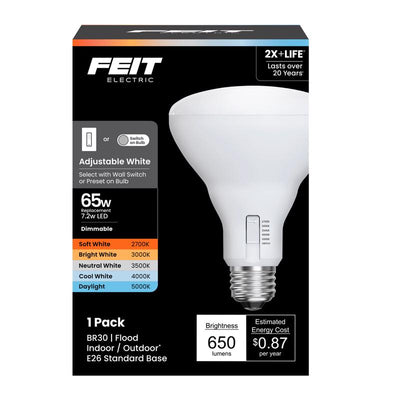 Feit BR30 E26 (Medium) LED Bulb Adjustable White 65 Watt Equivalence