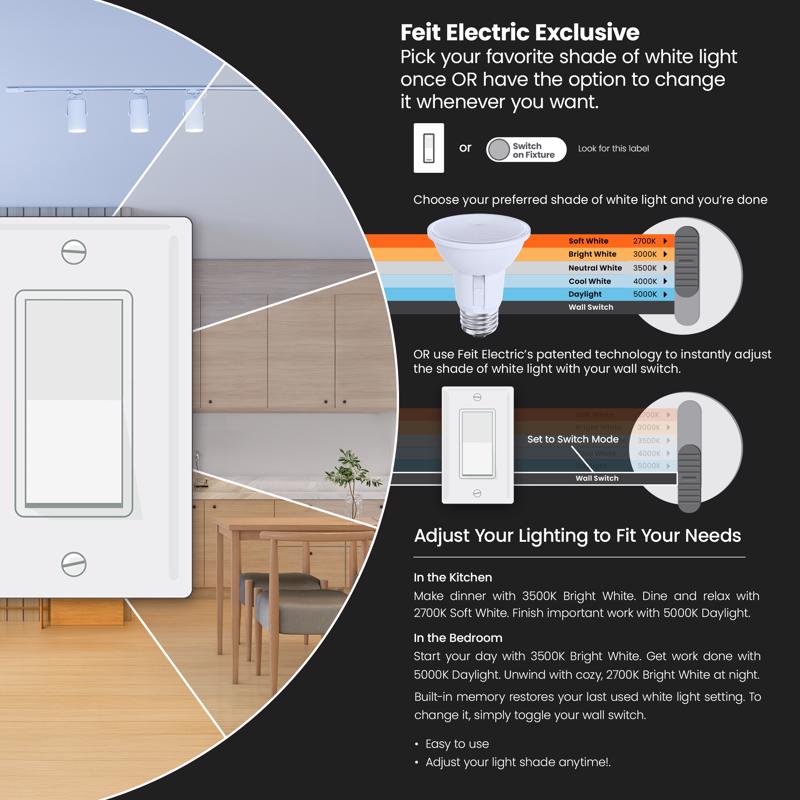Feit PAR20 E26 (Medium) Smart-Enabled LED Bulb Adjustable White 50 Watt Equivalence
