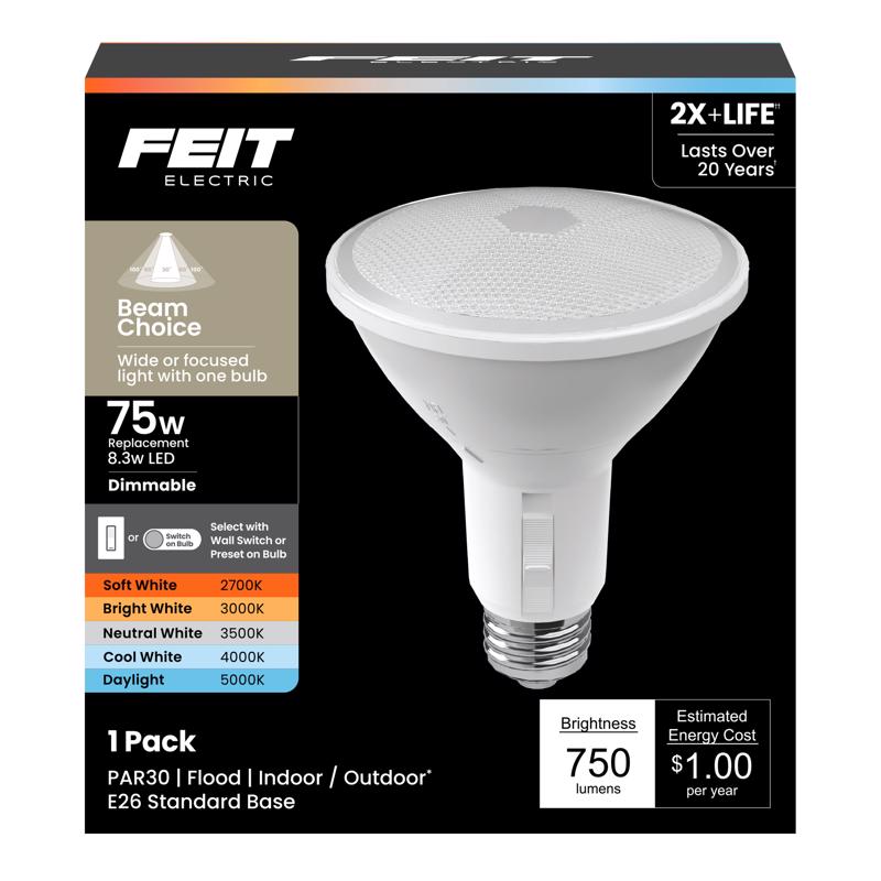 Feit PAR30 E26 (Medium) LED Bulb Adjustable White 75 Watt Equivalence