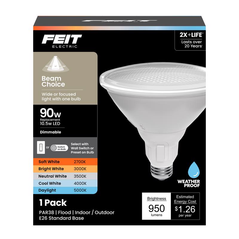 Feit PAR38 E26 (Medium) LED Bulb Adjustable White 90 Watt Equivalence