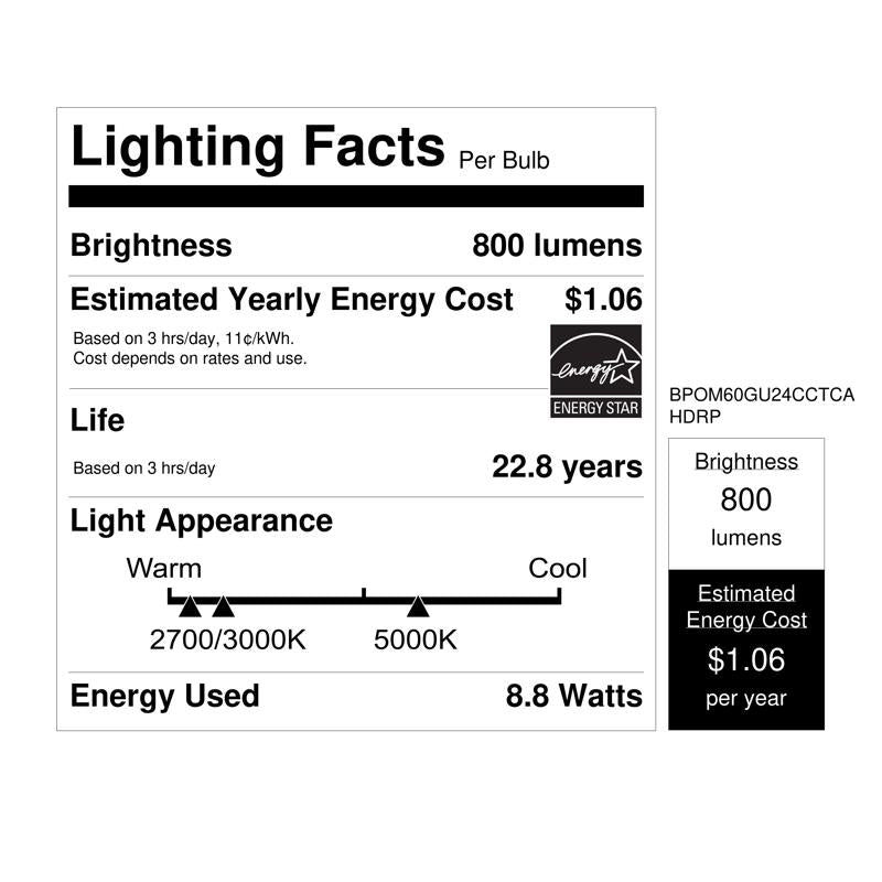 Feit A19 GU24 LED Bulb Color Changing 60 Watt Equivalence
