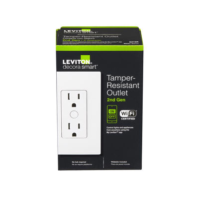 Leviton Decora Smart 15 amps 120 V Duplex White Tamper Resistant Outlet 5-15R