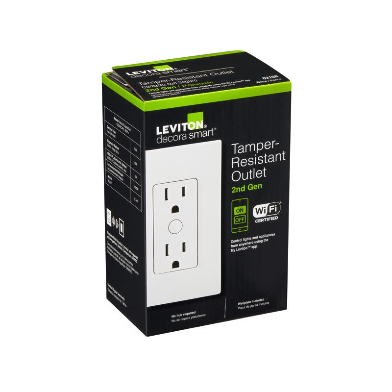 Leviton Decora Smart 15 amps 120 V Duplex White Tamper Resistant Outlet 5-15R