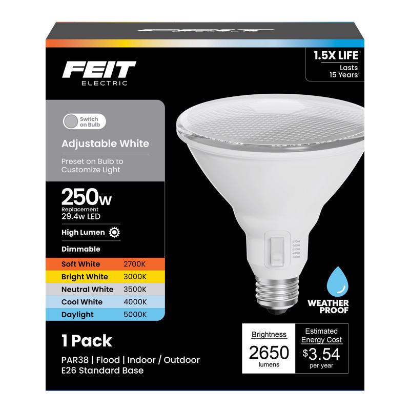Feit PAR38 E26 (Medium) LED Bulb Adjustable White 250 Watt Equivalence