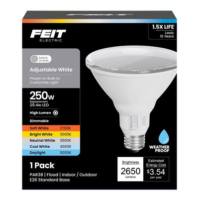 Feit PAR38 E26 (Medium) LED Bulb Adjustable White 250 Watt Equivalence