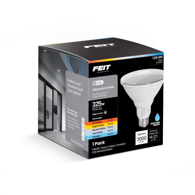 Feit PAR38 E26 (Medium) LED Floodlight Bulb Adjustable White 325 Watt Equivalence