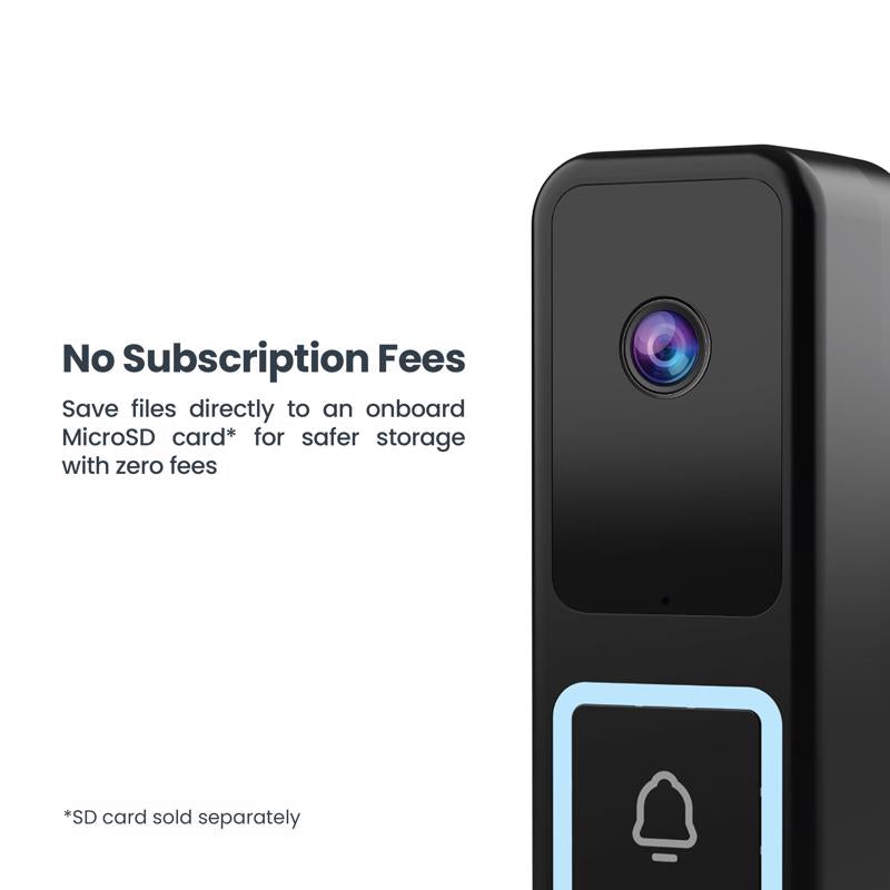 Feit Black Plastic Wired Smart-Enabled Video Doorbell