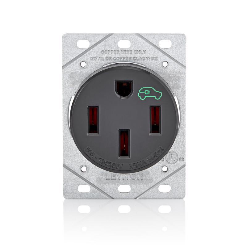 Leviton EV Charging 50 amps 250 V Single Black Outlet 14-50R