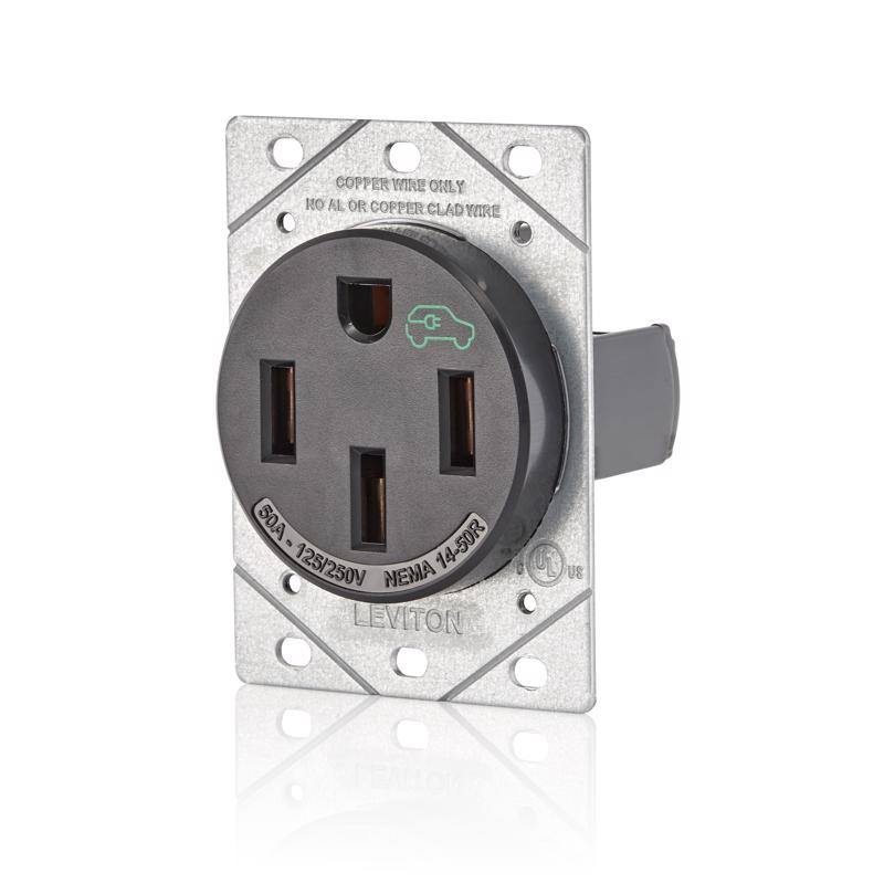 Leviton EV Charging 50 amps 250 V Single Black Outlet 14-50R
