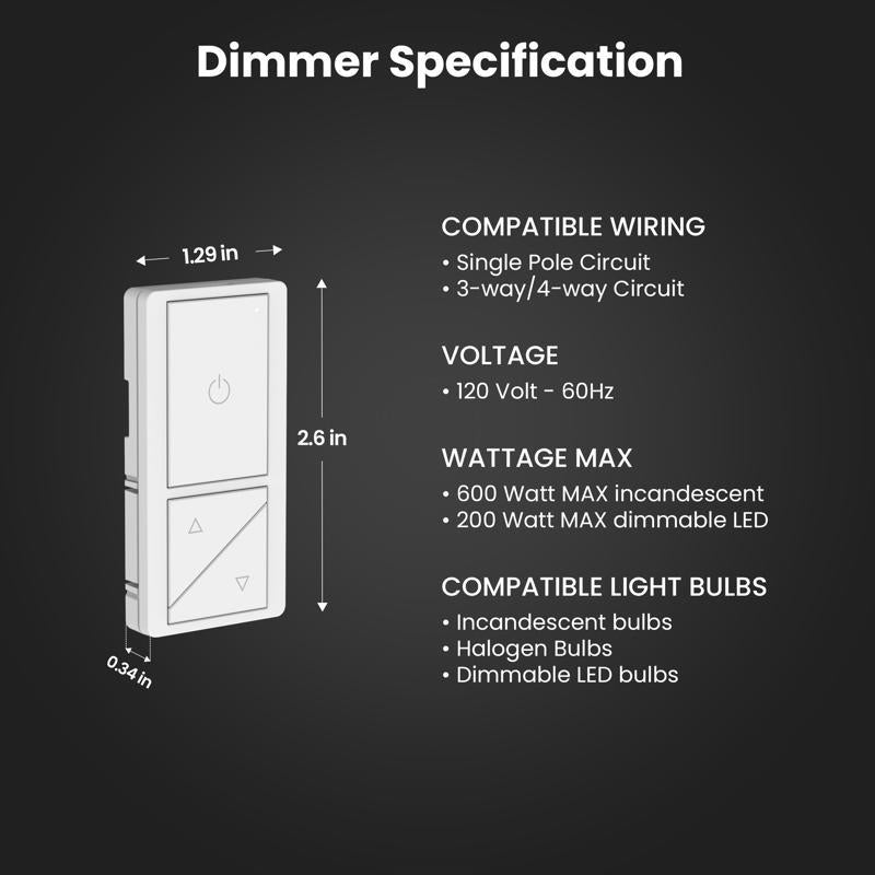 Feit White 200 W Paddle Smart-Enabled Dimmer Switch w/Remote Control