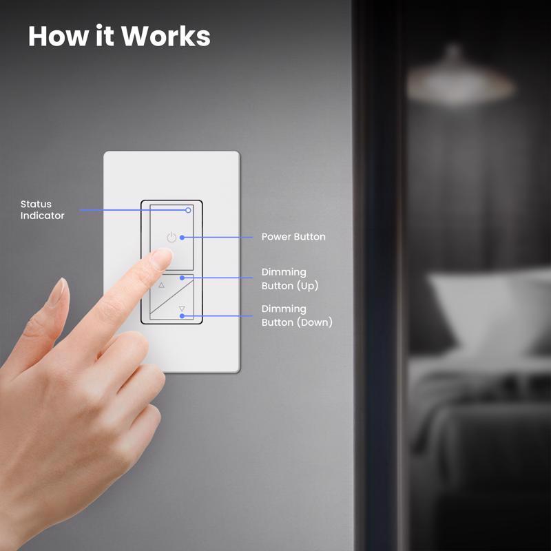 Feit White 200 W Paddle Smart-Enabled Dimmer Switch w/Remote Control