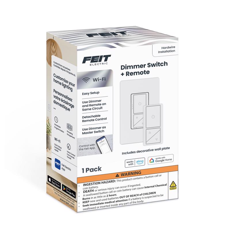 Feit White 200 W Paddle Smart-Enabled Dimmer Switch w/Remote Control