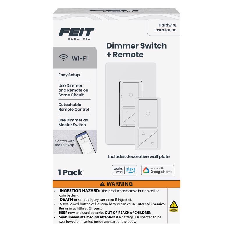 Feit White 200 W Paddle Smart-Enabled Dimmer Switch w/Remote Control