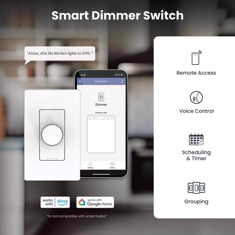 Feit White Rotary Smart-Enabled Dimmer Switch