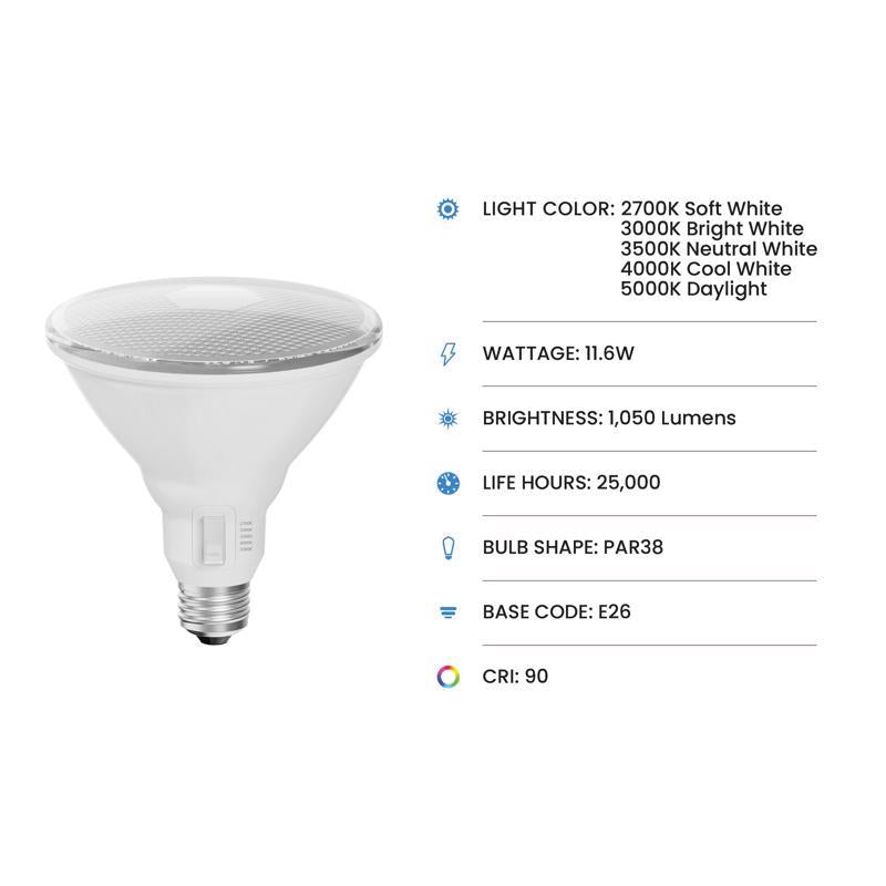 Feit PAR38 E26 (Medium) LED Dusk to Dawn Bulb Color Changing 100 Watt Equivalence