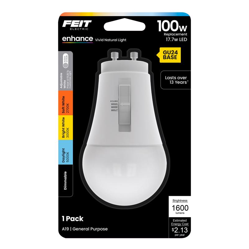 Feit A21 GU24 LED Bulb Adjustable White 100 Watt Equivalence