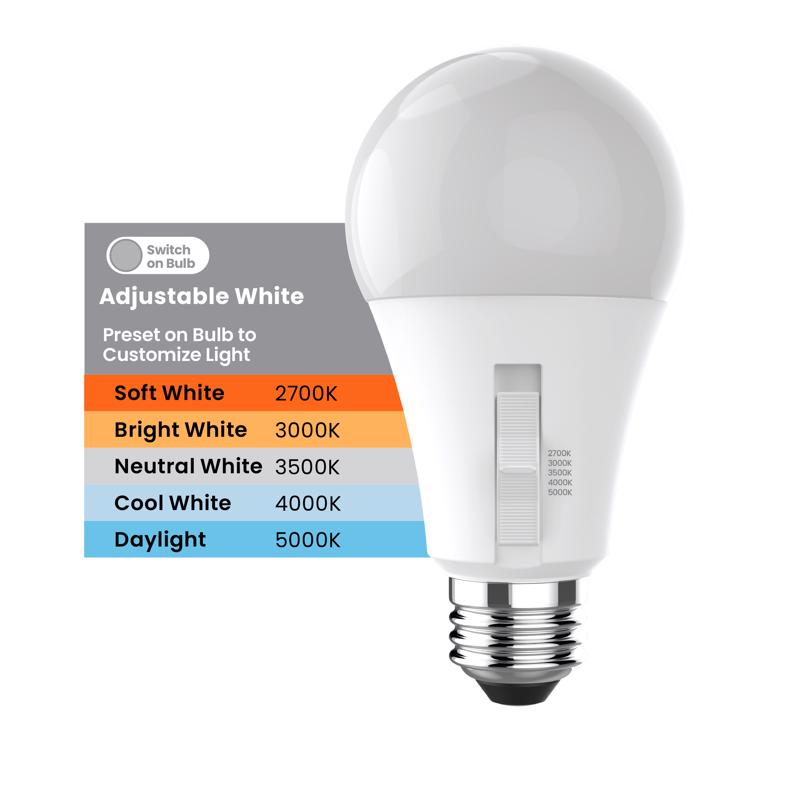 Feit A19 E26 (Medium) LED Bulb Adjustable White 50/75/150 Watt Equivalence
