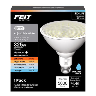 Feit PAR38 E26 (Medium) LED Floodlight Bulb Adjustable White 325 Watt Equivalence