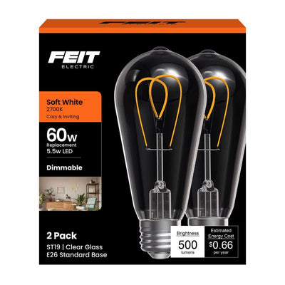 Feit ST19 E26 (Medium) Filament LED Bulb Soft White 60 Watt Equivalence